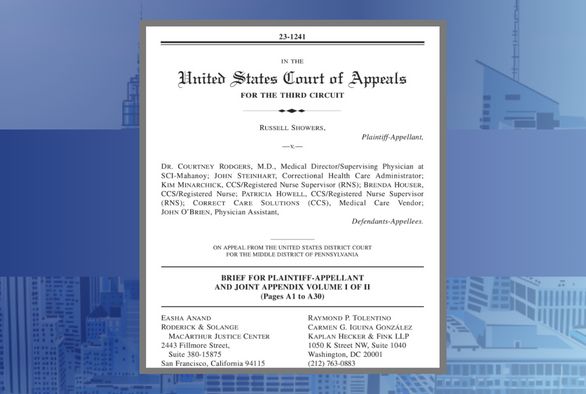 Kaplan Hecker & Fink LLP Files Brief in the U.S. Court of Appeals for the Third Circuit on Behalf of Russell Showers 