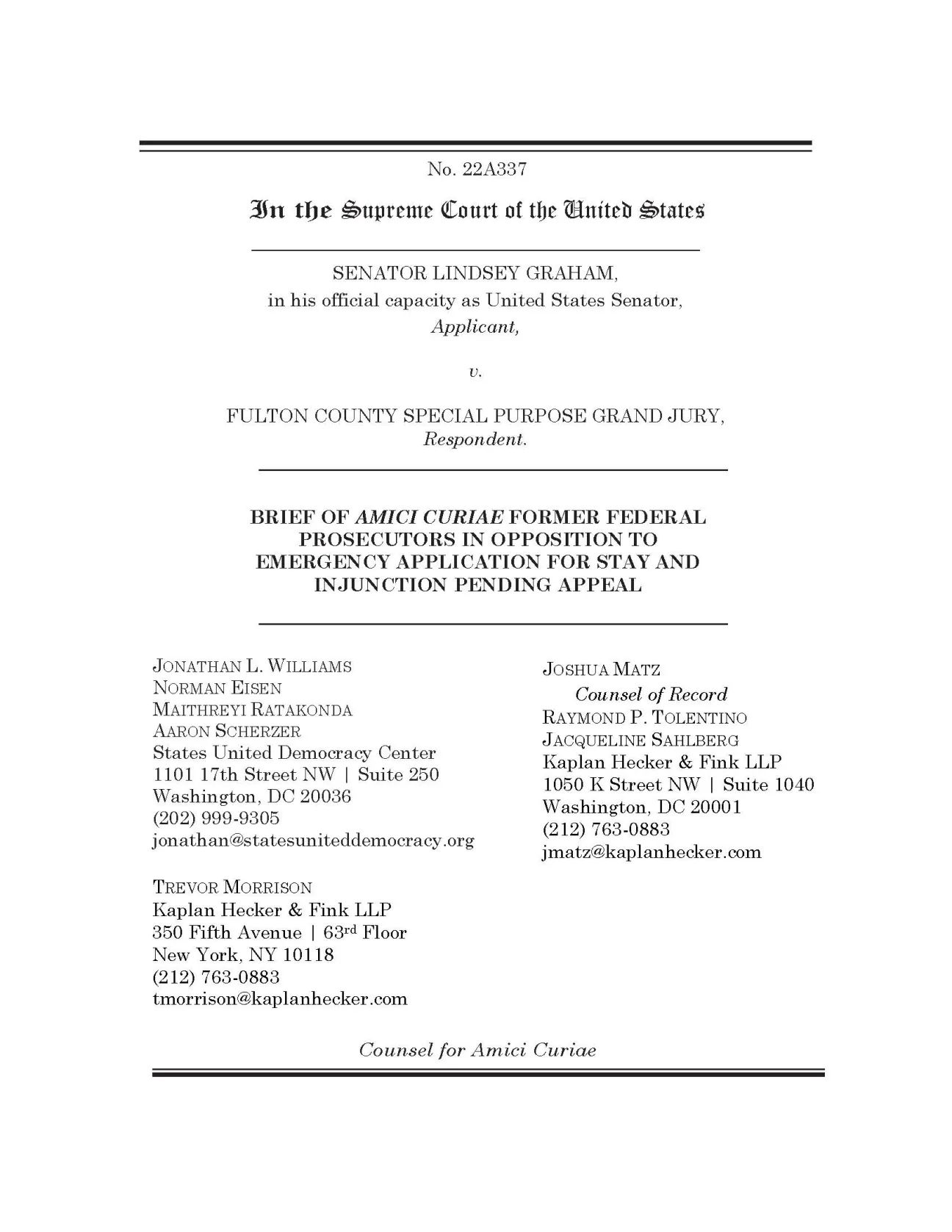 Kaplan Hecker & Fink LLP Files U.S. Supreme Court Amicus Brief Regarding Investigation into Interference with the 2020 Election 