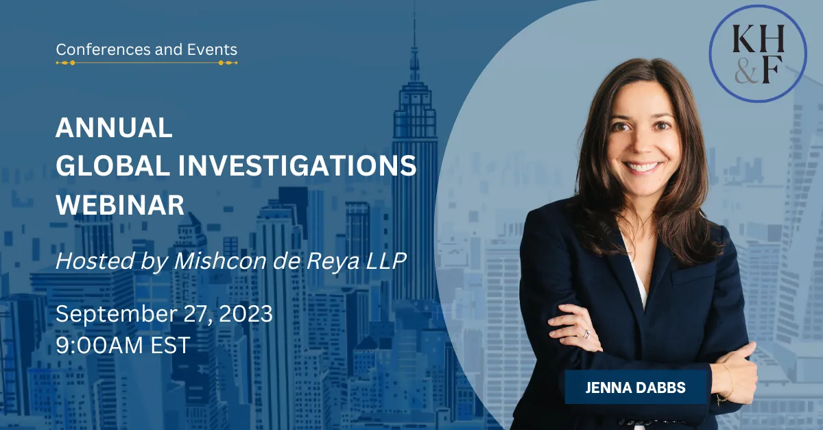 Jenna Dabbs to Speak on Panel at Mishcon de Reya LLP’s “Annual Global Investigations Webinar”